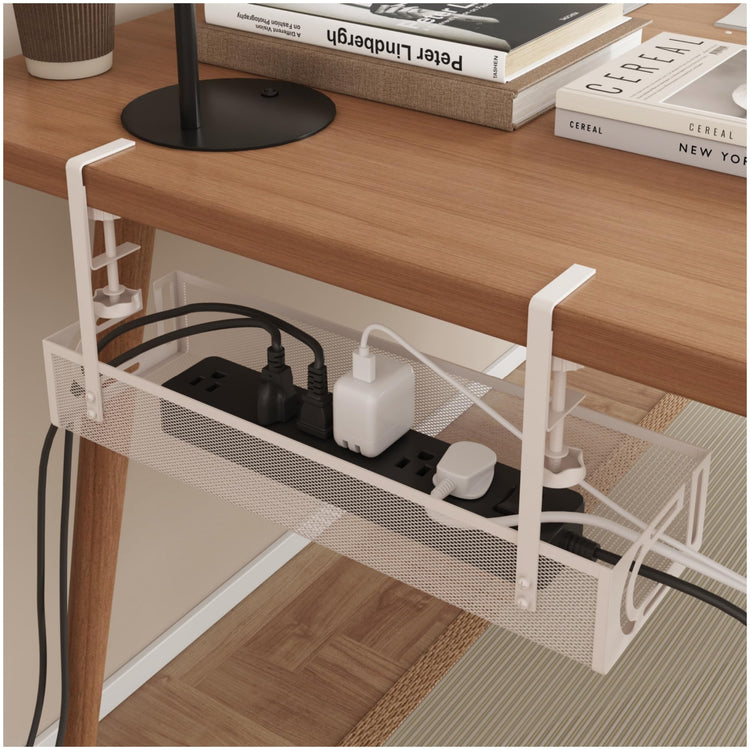 No-Drill Under-Desk Wire Organizer Tray MJ STORE