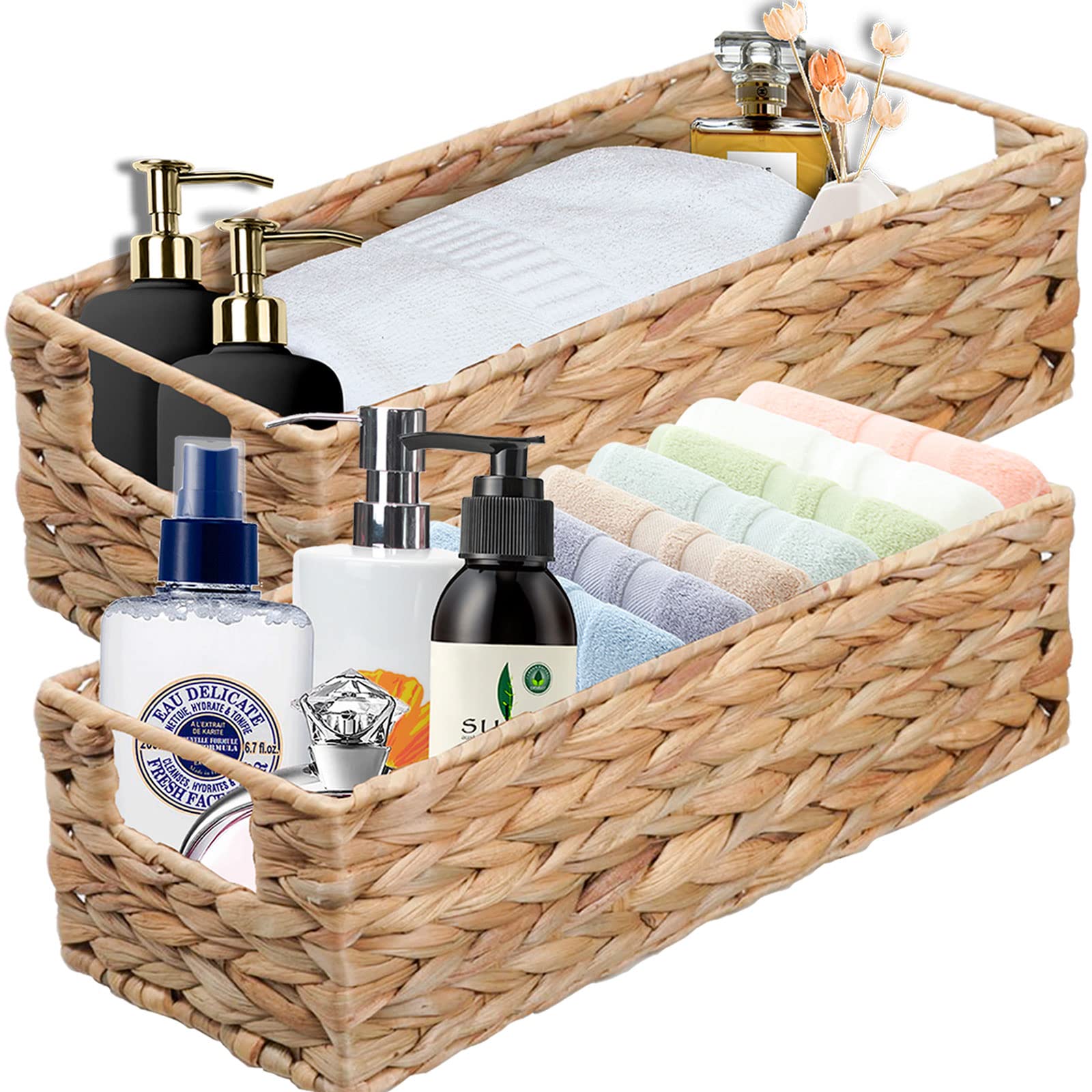 Woven Water Hyacinth Baskets (2pk)