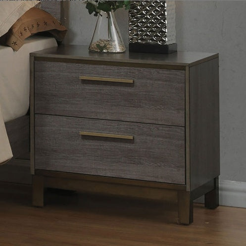 Antique Gray Brass-Pull Nightstand MJ STORE