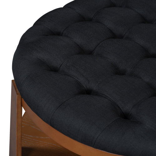 Tufted Ottoman Coffee Table with Storage Shelf MJ STORE