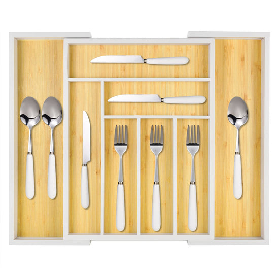 Expandable Bamboo Cutlery Drawer Organizer MJ STORE