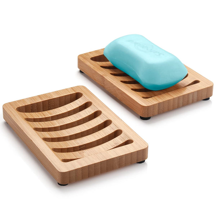 Natural Bamboo Soap Dish Set (2-Pack) MJ STORE