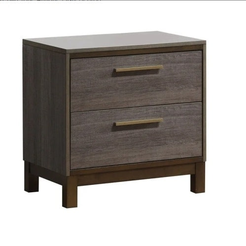 Antique Gray Brass-Pull Nightstand MJ STORE