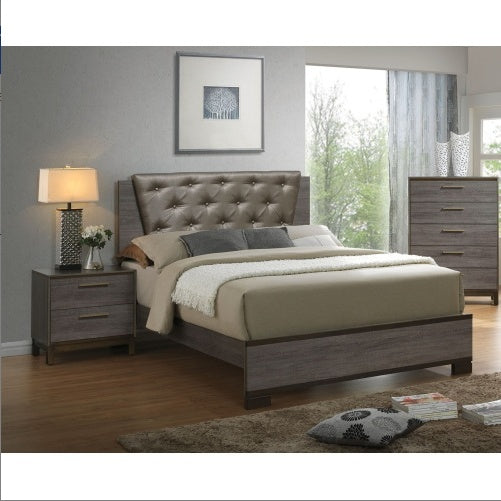 Antique Gray Brass-Pull Nightstand MJ STORE