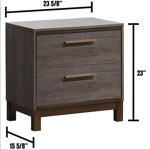 Antique Gray Brass-Pull Nightstand MJ STORE