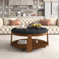 Tufted Ottoman Coffee Table with Storage Shelf MJ STORE