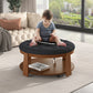 Tufted Ottoman Coffee Table with Storage Shelf MJ STORE
