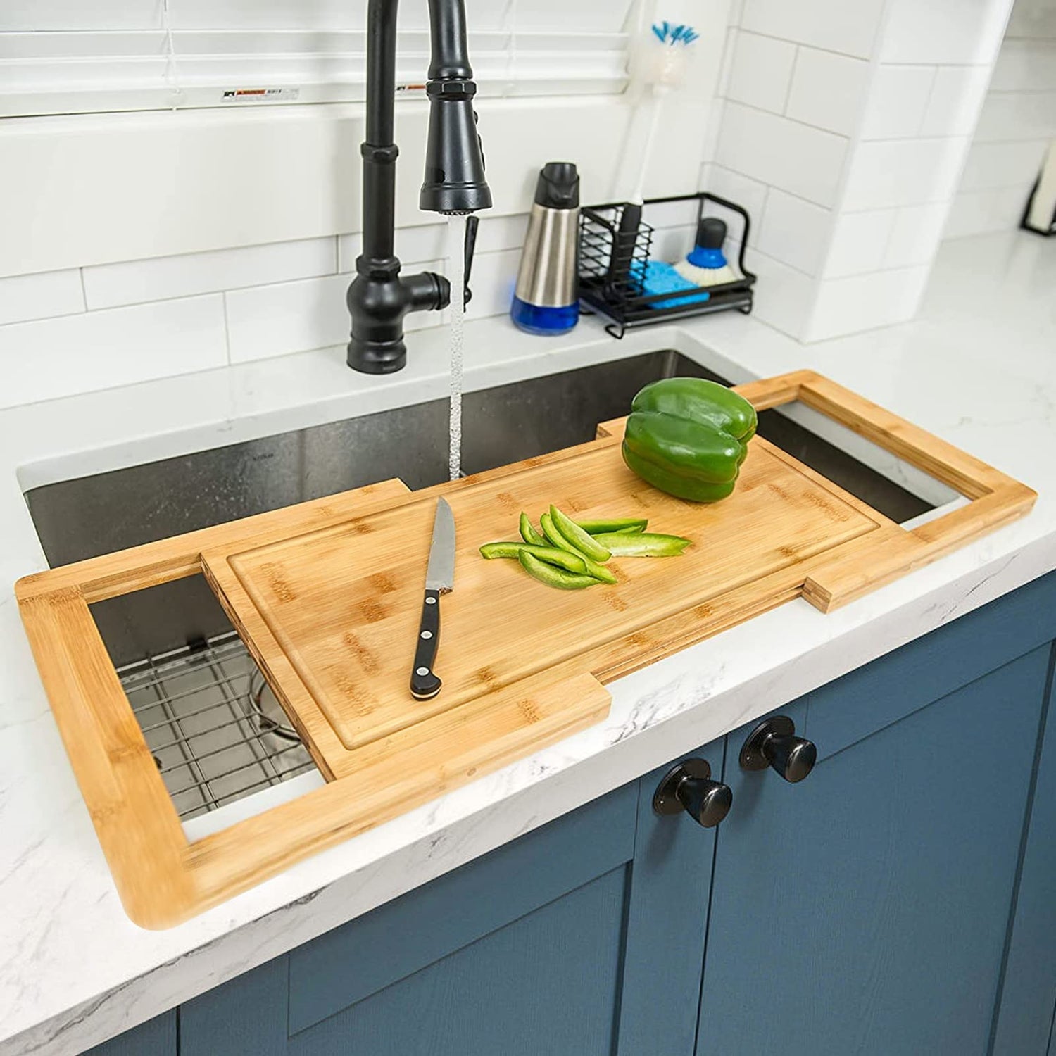Expandable Bamboo Over-Sink Cutting Board MJ STORE