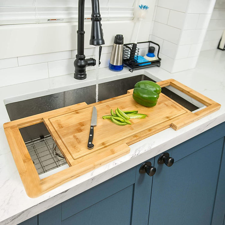 Expandable Bamboo Over-Sink Cutting Board MJ STORE