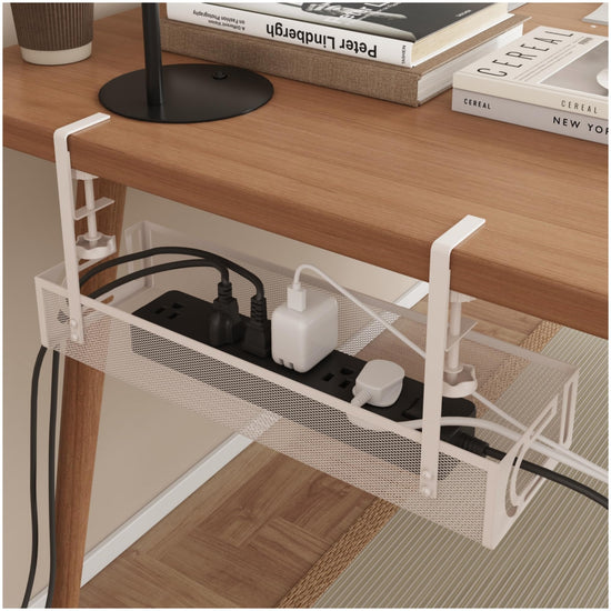 No-Drill Under-Desk Wire Organizer Tray MJ STORE