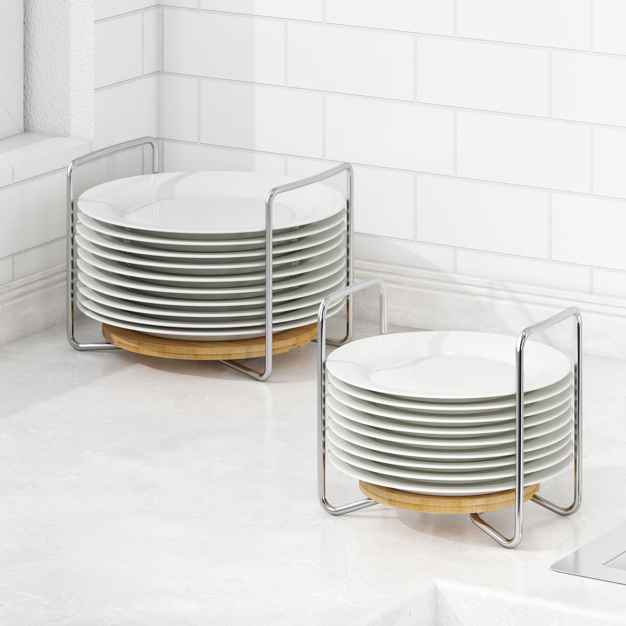 Bamboo Plate Organizer (2pk)