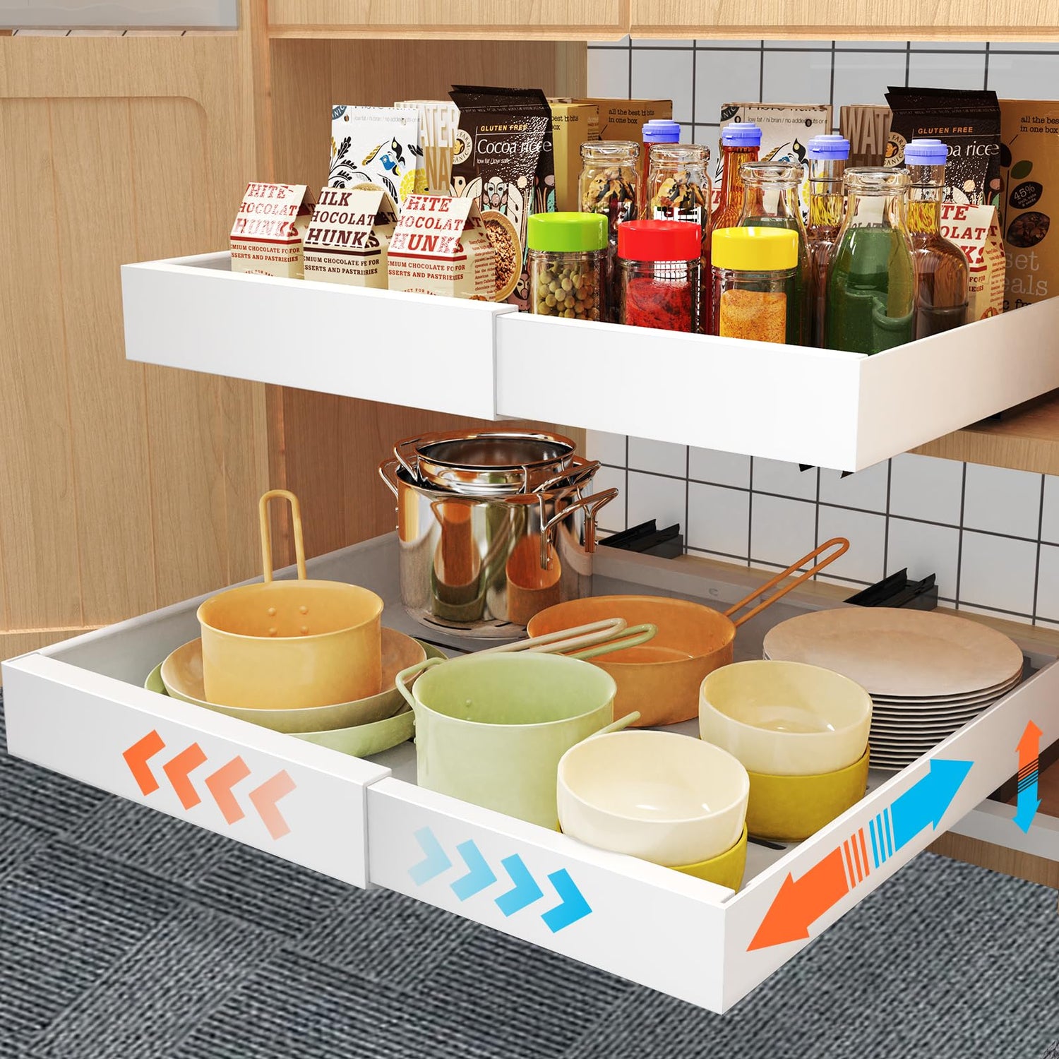 Expandable Pull-Out Cabinet Drawer Organizer MJ STORE